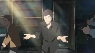 Man in suit with gun pointed at him — Weathering with You