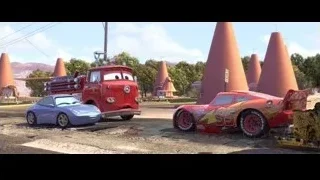 Two Cars movie vehicles with fire truck — Cars