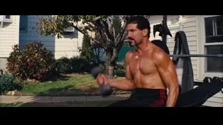 Muscular man working out in backyard — The Wolf Of Wall Street
