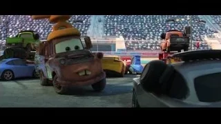 Mater in race track with crowd of cars — Cars 3