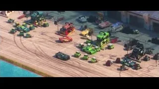 Aerial view of parking lot with pool — Cars 3