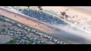 Aerial view of cars parked on beach — Cars 3
