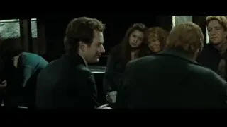Group conversing in dimly lit room — Harry Potter and the Deathly Hallows 2
