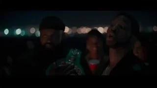 Two men with championship belt in dimly lit room — Creed 3