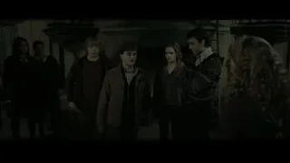 group in dimly lit room with fireplace — Harry Potter and the Deathly Hallows 2