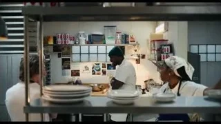 three people in commercial kitchen — The Bear