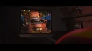 computer screen showing Mater cartoon character — Cars 3