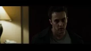 Man's face close-up in dimly lit room — Fight Club