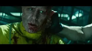 Bald man with bloody face looking — Deadpool 2