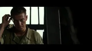 Man in military uniform with blood on face — Hacksaw Ridge