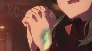 hand holding glowing orb in dark room — Weathering with You