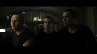 three bald men in dimly lit room — Fight Club