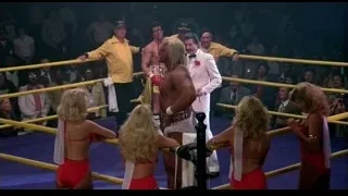 wrestler with microphone in wrestling ring — Rocky III