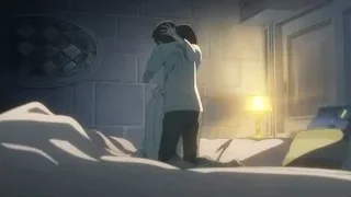 Person standing on bed with head in hands — Weathering with You