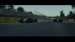 two Formula One cars racing on track — F1