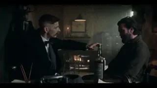 two men drinking wine in dim room — Peaky Blinders