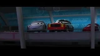 three Cars characters by racing sign — Cars 3