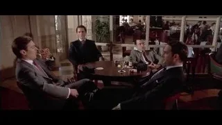 four men in suits at restaurant — American Psycho