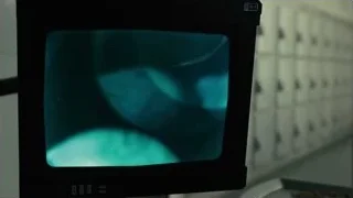 old television screen displaying glowing object — Blade Runner 2049