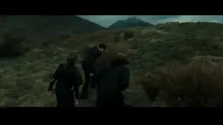 Two men walking on grassy hillside — Harry Potter and the Deathly Hallows 2