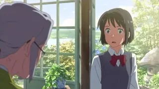 elderly person and girl by window — Your Name