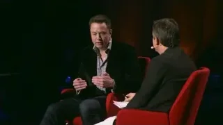 Two men conversing on stage — Elon Musk: Return to Space