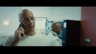 bald man on phone in hospital hallway — Furious Seven