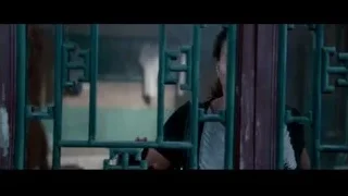 young woman behind green metal gate — The Karate Kid