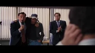 Men singing with microphone in room — The Wolf Of Wall Street