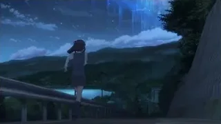 girl on bridge looking at starry night sky — Your Name