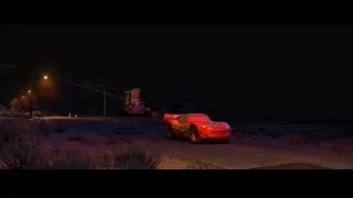 Lightning McQueen driving desert road — Cars