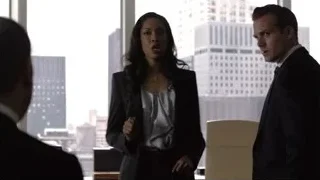 three people talking in office with city view — Suits