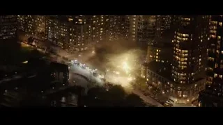 Aerial view of city at night with smoke — Spiderman: No Way Home