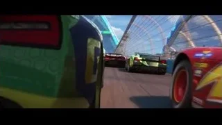 two cars racing on futuristic track — Cars 3