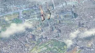 aerial view of city with park and river — Weathering with You