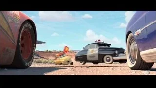 two cars and police car in desert — Cars
