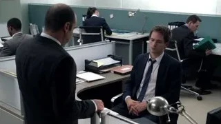men in suits talking in office — Suits