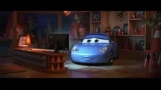 blue Cars car in room with orange cones — Cars 3