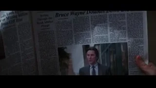 newspaper headline Bruce Wayne Doubles Down — Batman: The Dark Knight Rises