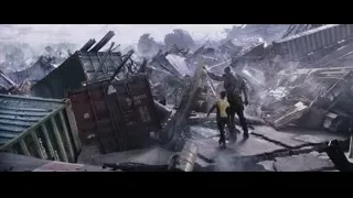 man searching in rubble with dog — Deadpool