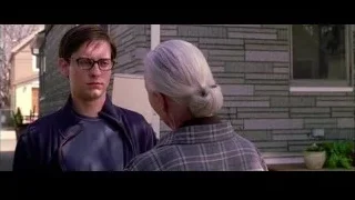 young man and elderly woman conversing — Spider Man 2