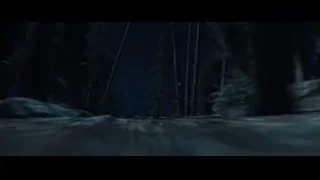 Car driving through dark forest at night — Cars 3