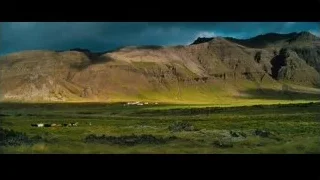 mountainous landscape with farm and grazing cows — The Secret Life of Walter Mitty