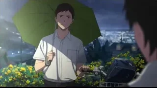 Young man holding green umbrella in garden — I Want To Eat Your Pancreas