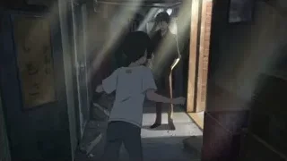 two men in alleyway with baseball bat — Weathering with You