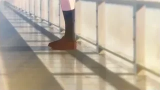 Legs in high heels walking on tiled floor — Your Name