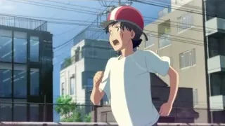 young boy throwing ball on street — Weathering with You
