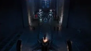 People around burning structure in industrial space — The Avengers