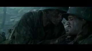 two soldiers in helmets arguing — Hacksaw Ridge