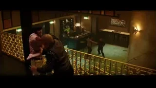 two men fighting on a staircase — Bruce Lee: Birth of The Dragon
